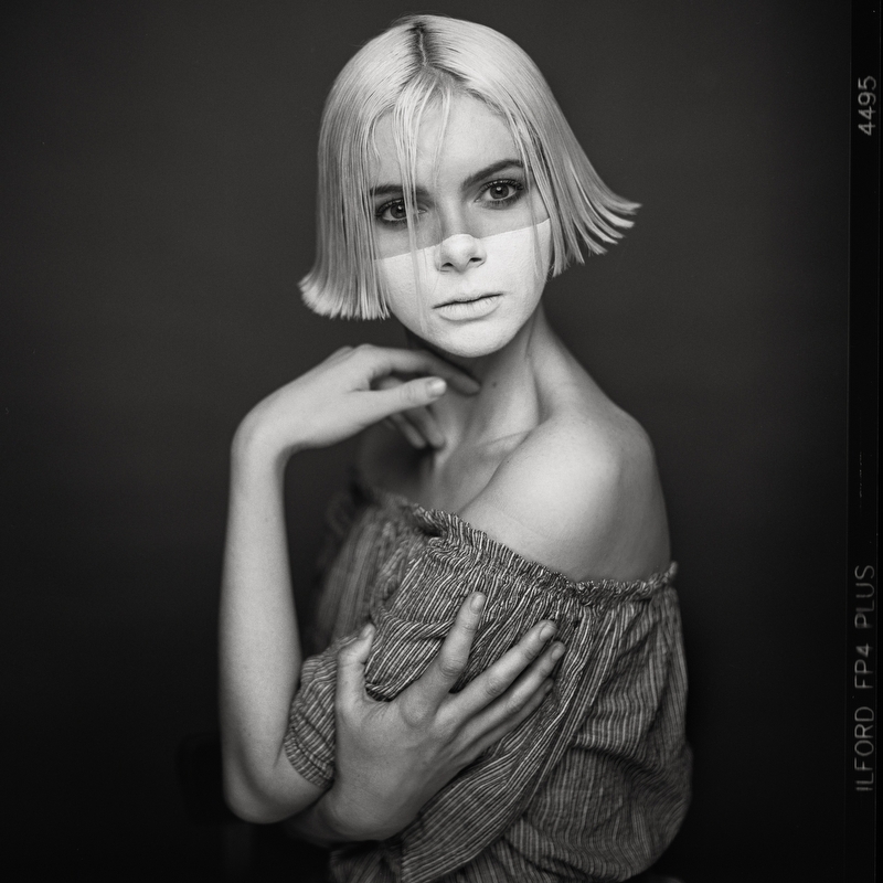 Portrait Photograph-Face Mask-Ilford FP4+ - Studio Portrait Photography