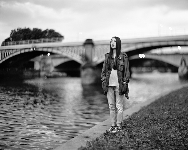 Mayumi with Aero Ektar Speed Graphic - Location Portrait Photography