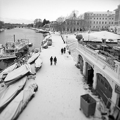 Walking on Snow | Black and white film photo