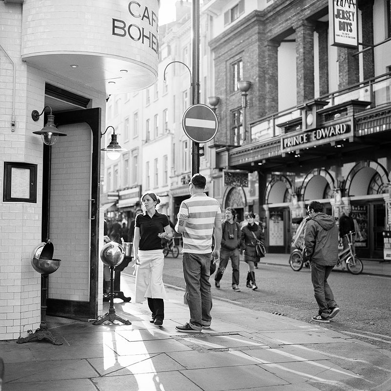 Busy Cafe Boheme Waitress at Old Compton St, London