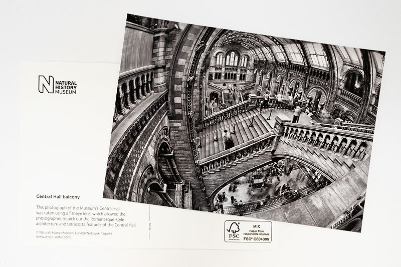 Natural History Museum Postcard featureing Central Hall Balcony 